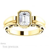 Emerald Cut Forever Brilliant Moissanite Engagement Ring #GTJ1070-emerald-fb-y