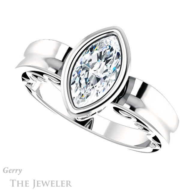 Marquise Cut Forever Brilliant Moissanite Engagement Ring #GTJ1070-marquise-fb-w