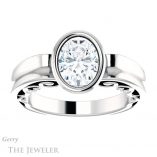 Oval Shaped Forever One Moissanite Engagement Ring #GTJ1070-oval-fo-w 1 Oval Shaped Forever One Moissanite Engagement Ring #GTJ1070-oval-fo-w