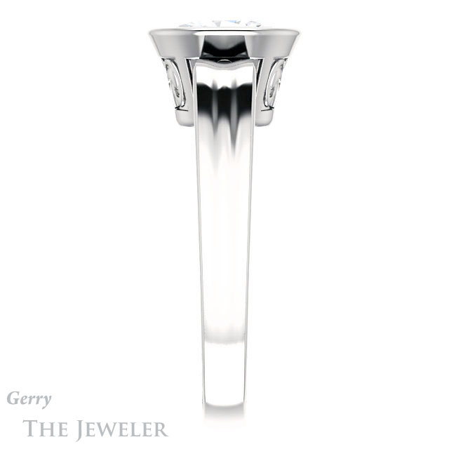 Oval Shaped Forever One Moissanite Engagement Ring #GTJ1070-oval-fo-w 3 Oval Shaped Forever One Moissanite Engagement Ring #GTJ1070-oval-fo-w