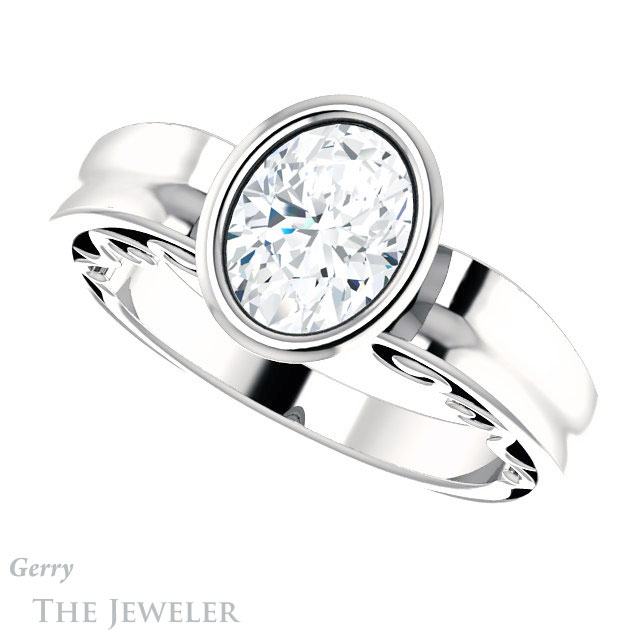 Oval Shaped Forever One Moissanite Engagement Ring #GTJ1070-oval-fo-w 5 Oval Shaped Forever One Moissanite Engagement Ring #GTJ1070-oval-fo-w