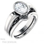 Oval Shaped Forever One Moissanite Engagement Ring #GTJ1070-oval-fo-w 6 Oval Shaped Forever One Moissanite Engagement Ring #GTJ1070-oval-fo-w