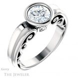 Round Cut Forever One Moissanite Engagement Ring #GTJ1070-round-fo-w
