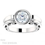 Round Cut Forever One Moissanite Engagement Ring #GTJ1070-round-fo-w