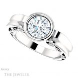 Round Cut Forever One Moissanite Engagement Ring #GTJ1070-round-fo-w
