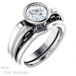 Round Cut Forever One Moissanite Engagement Ring #GTJ1070-round-fo-w