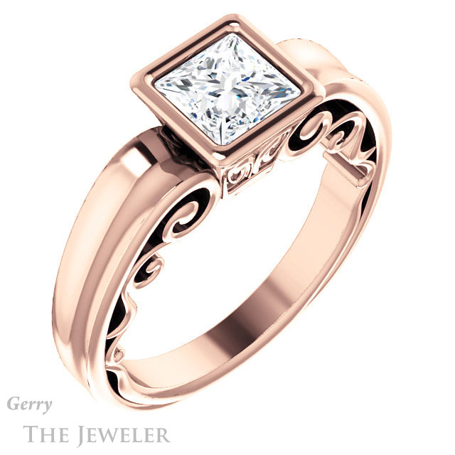Princess Cut Forever One Moissanite Engagement Ring #GTJ1070-square-fo-r 4 Princess Cut Forever One Moissanite Engagement Ring #GTJ1070-square-fo-r