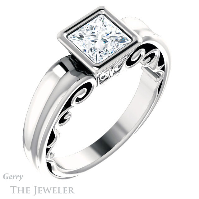 Princess Cut Forever One Moissanite Engagement Ring #GTJ1070-square-fo-w
