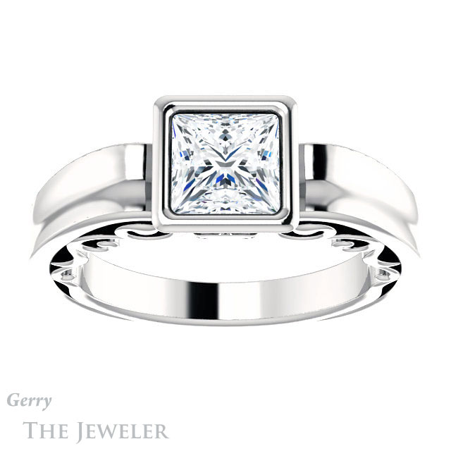 Princess Cut Forever One Moissanite Engagement Ring #GTJ1070-square-fo-w