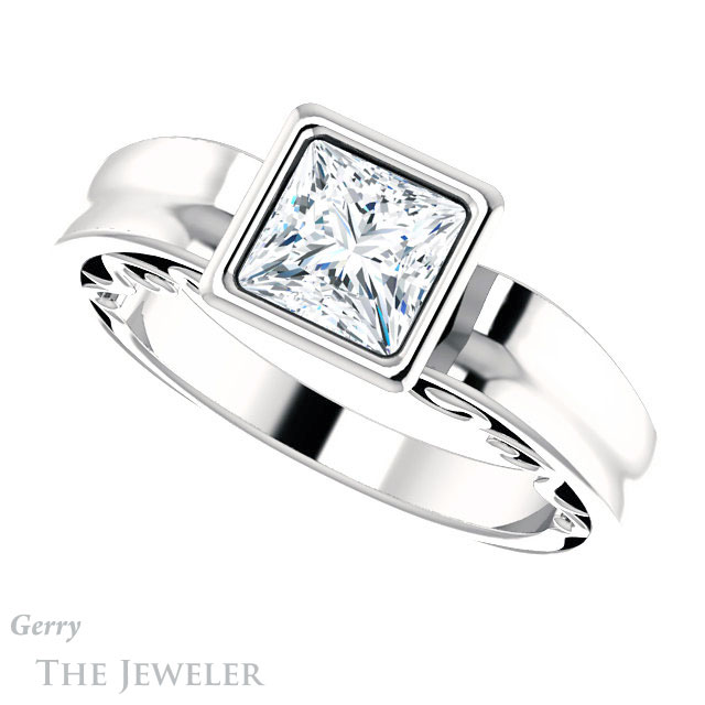 Princess Cut Forever One Moissanite Engagement Ring #GTJ1070-square-fo-w