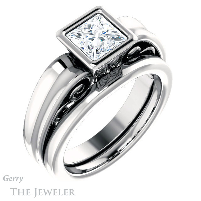 Princess Cut Forever One Moissanite Engagement Ring #GTJ1070-square-fo-w