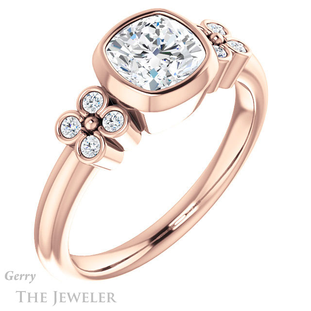 Cushion Cut Forever One Moissanite Engagement Ring #GTJ1071-cushion-fo-r