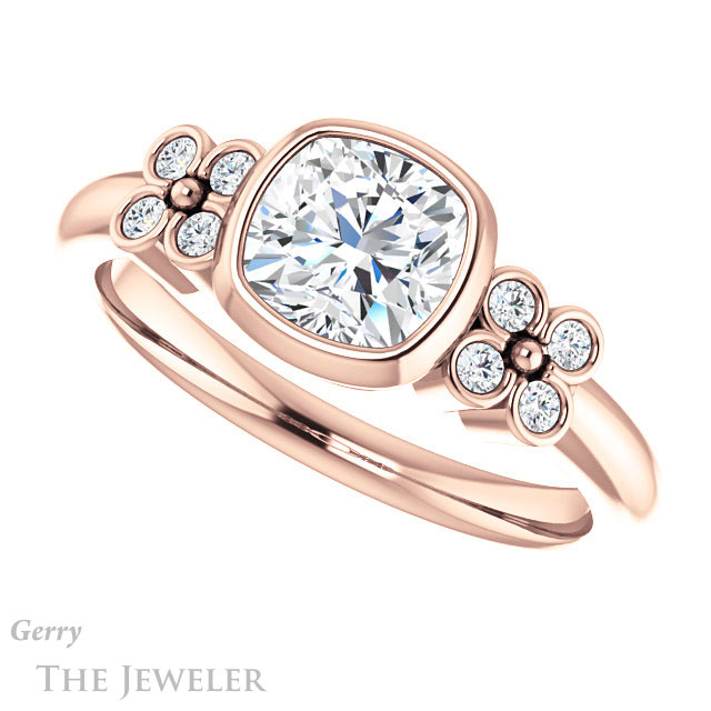 Cushion Cut Forever One Moissanite Engagement Ring #GTJ1071-cushion-fo-r