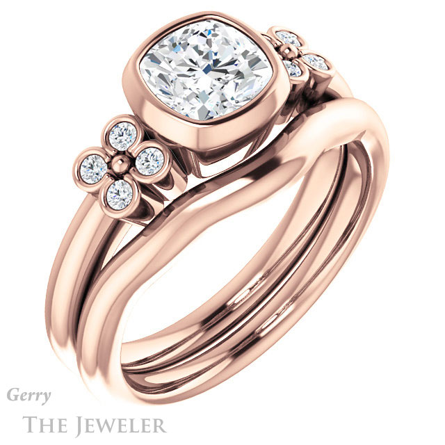 Cushion Cut Forever One Moissanite Engagement Ring #GTJ1071-cushion-fo-r