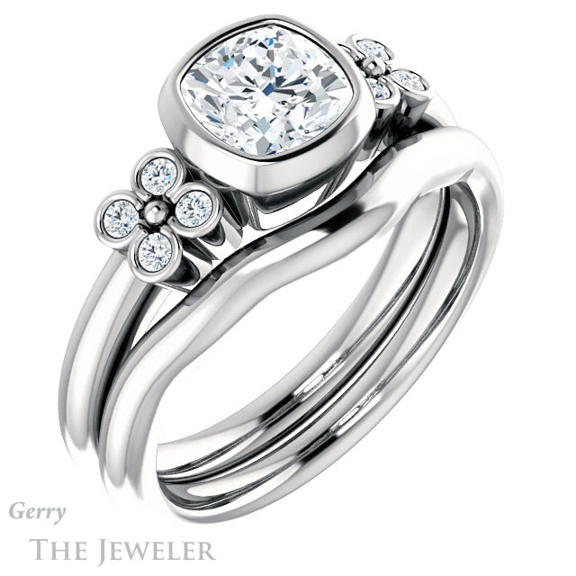 Cushion Cut Forever One Moissanite Engagement Ring #GTJ1071-cushion-fo-w 6 Cushion Cut Forever One Moissanite Engagement Ring #GTJ1071-cushion-fo-w