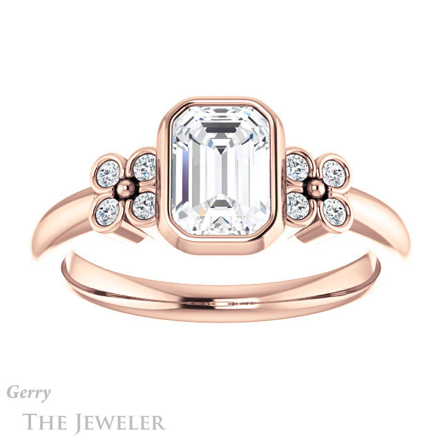 Emerald Cut Forever One Moissanite Engagement Ring #GTJ1071-emerald-fb-r 1 Emerald Cut Forever Brilliant Moissanite Engagement Ring #GTJ1071-emerald-fb-r