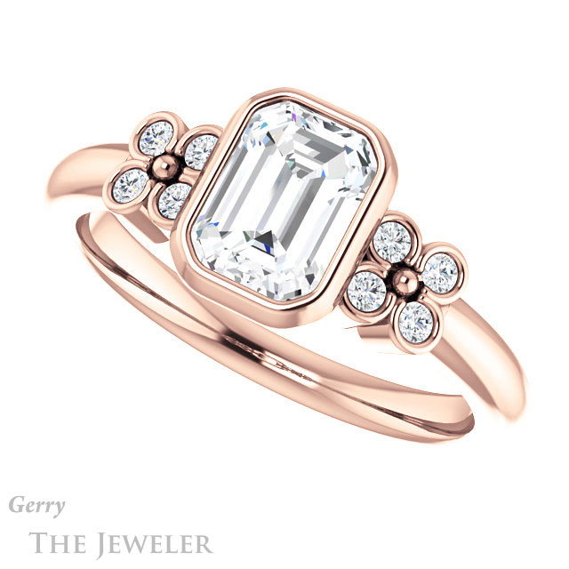 Emerald Cut Forever One Moissanite Engagement Ring #GTJ1071-emerald-fb-r 5 Emerald Cut Forever Brilliant Moissanite Engagement Ring #GTJ1071-emerald-fb-r