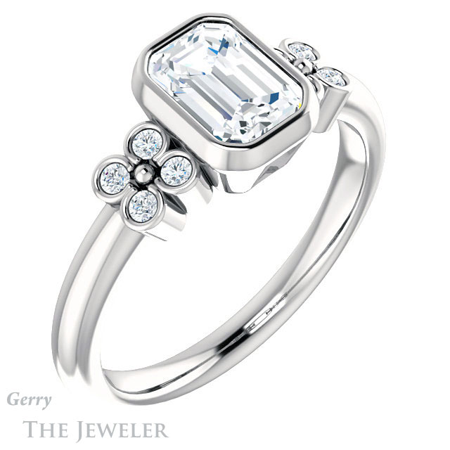 Emerald Cut Forever Brilliant Moissanite Engagement Ring #GTJ1071-emerald-fb-w