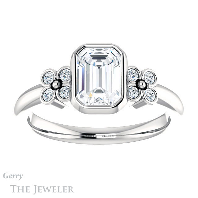 Emerald Cut Forever Brilliant Moissanite Engagement Ring #GTJ1071-emerald-fb-w