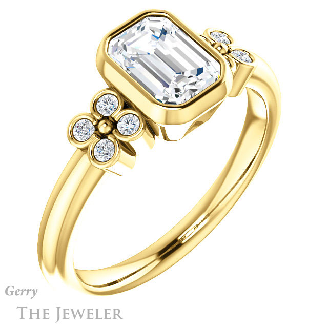 Emerald Cut Forever Brilliant Moissanite Engagement Ring #GTJ1071-emerald-fb-y