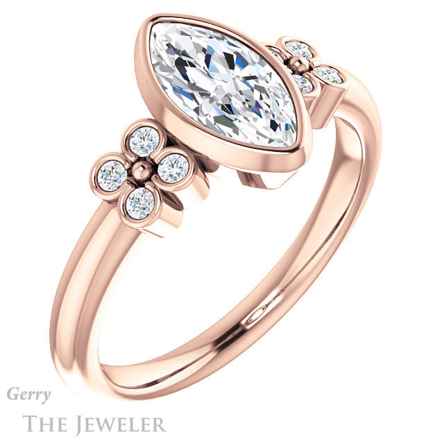 Marquise Cut Forever One Moissanite Engagement Ring #GTJ1071-marquise-fb-r 4 Marquise Cut Forever Brilliant Moissanite Engagement Ring #GTJ1071-marquise-fb-r