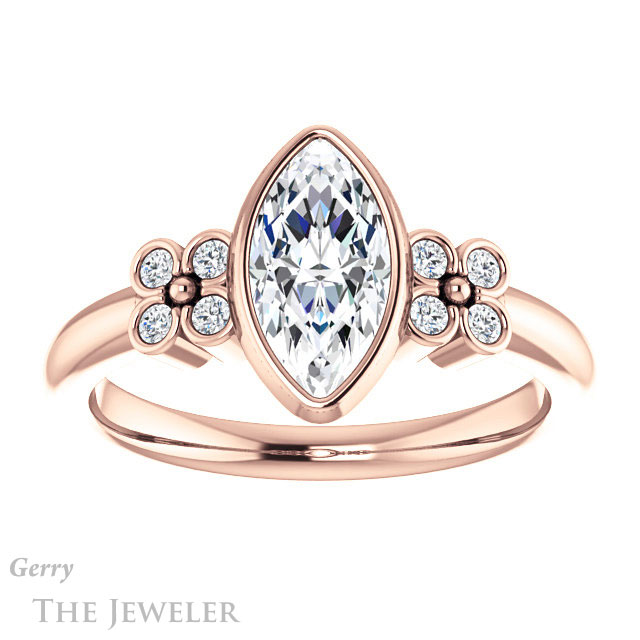Marquise Cut Forever One Moissanite Engagement Ring #GTJ1071-marquise-fb-r 1 Marquise Cut Forever Brilliant Moissanite Engagement Ring #GTJ1071-marquise-fb-r