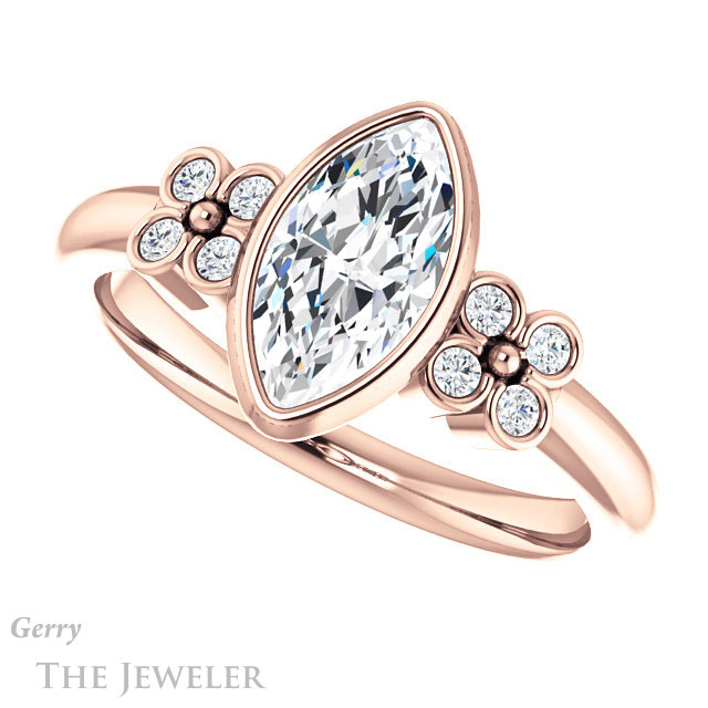 Marquise Cut Forever One Moissanite Engagement Ring #GTJ1071-marquise-fb-r 5 Marquise Cut Forever Brilliant Moissanite Engagement Ring #GTJ1071-marquise-fb-r