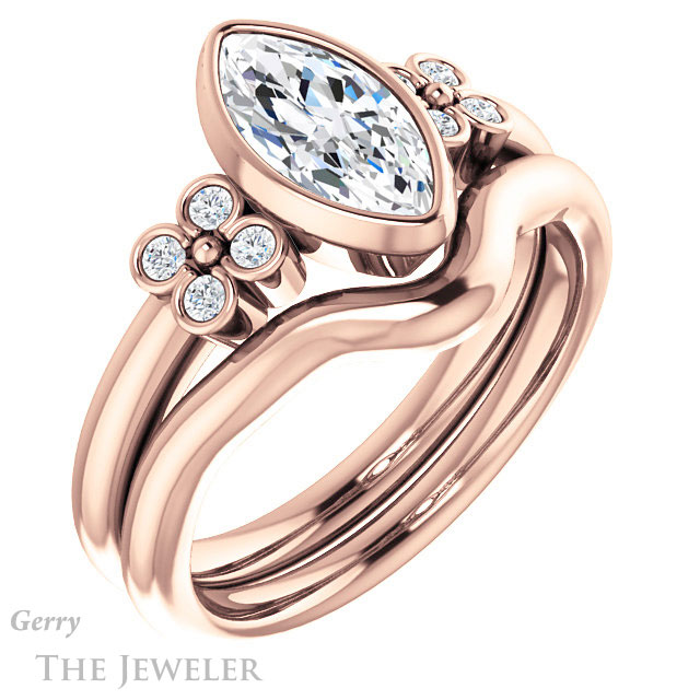 Marquise Cut Forever One Moissanite Engagement Ring #GTJ1071-marquise-fb-r 6 Marquise Cut Forever Brilliant Moissanite Engagement Ring #GTJ1071-marquise-fb-r