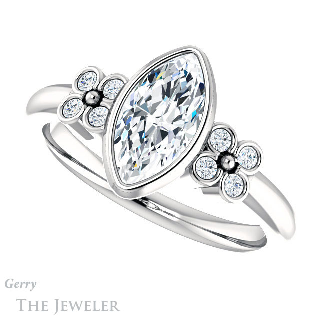 Marquise Cut Forever One Moissanite Engagement Ring #GTJ1071-marquise-fb-w 5 Marquise Cut Forever Brilliant Moissanite Engagement Ring #GTJ1071-marquise-fb-w