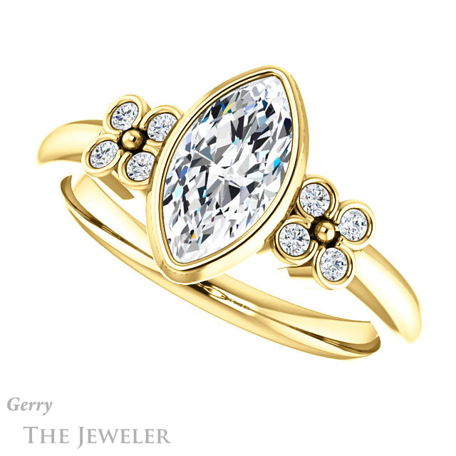Marquise Cut Forever One Moissanite Engagement Ring #GTJ1071-marquise-fb-y 5 Marquise Cut Forever Brilliant Moissanite Engagement Ring #GTJ1071-marquise-fb-y
