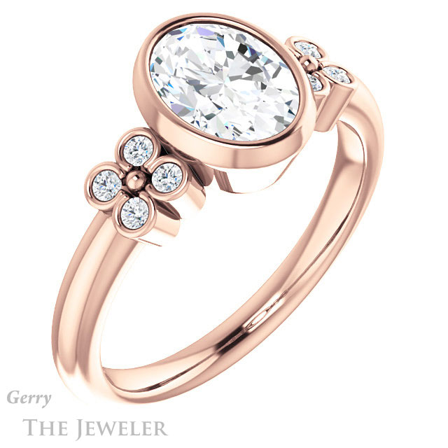 Oval Shaped Forever One Moissanite Engagement Ring #GTJ1071-oval-fo-r