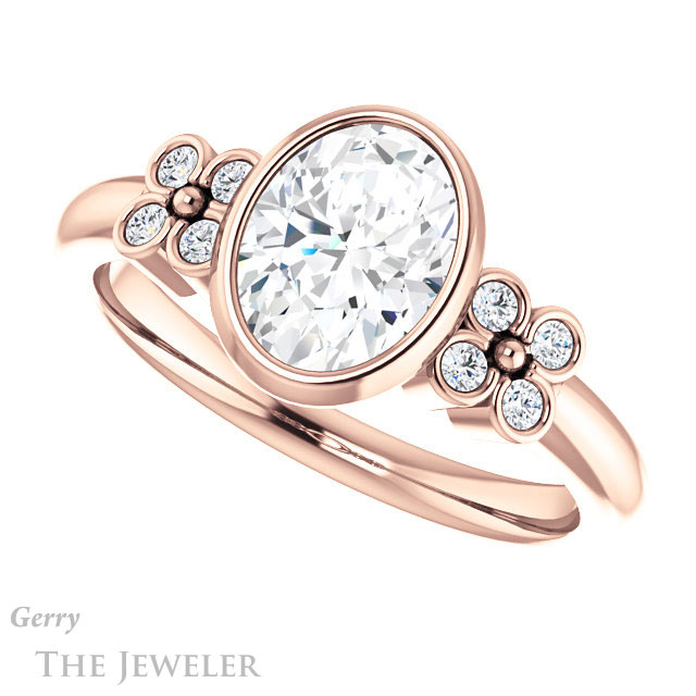 Oval Shaped Forever One Moissanite Engagement Ring #GTJ1071-oval-fo-r