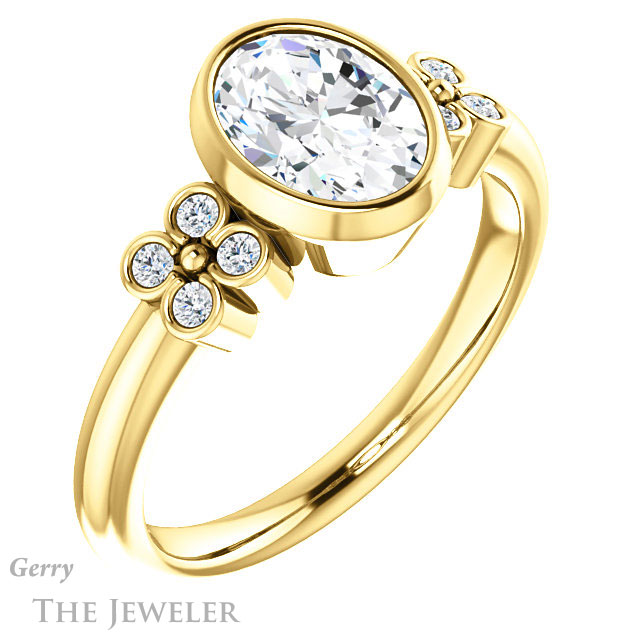 Oval Shaped Forever One Moissanite Engagement Ring #GTJ1071-oval-fo-y 4 Oval Shaped Forever One Moissanite Engagement Ring #GTJ1071-oval-fo-y