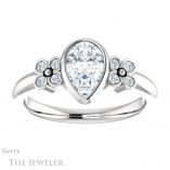 Pear Shaped Forever One Moissanite Engagement Ring #GTJ1071-pear-fb-w 1 Pear Shaped Forever Brilliant Moissanite Engagement Ring #GTJ1071-pear-fb-w