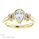 Pear Shaped Forever Brilliant Moissanite Engagement Ring #GTJ1071-pear-fb-y