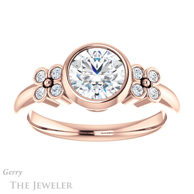 Round Cut Forever One Moissanite Engagement Ring #GTJ1071-round-fo-r