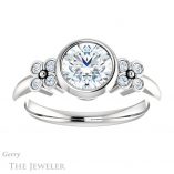 Round Cut Forever One Moissanite Engagement Ring #GTJ1071-round-fo-w 1 Round Cut Forever One Moissanite Engagement Ring #GTJ1071-round-fo-w