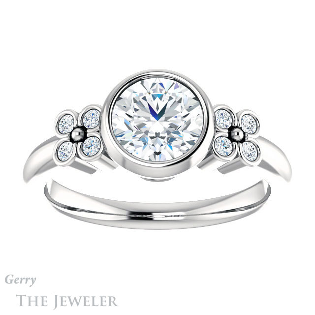 Round Cut Forever One Moissanite Engagement Ring #GTJ1071-round-fo-w 1 Round Cut Forever One Moissanite Engagement Ring #GTJ1071-round-fo-w