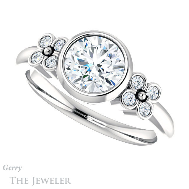 Round Cut Forever One Moissanite Engagement Ring #GTJ1071-round-fo-w 5 Round Cut Forever One Moissanite Engagement Ring #GTJ1071-round-fo-w