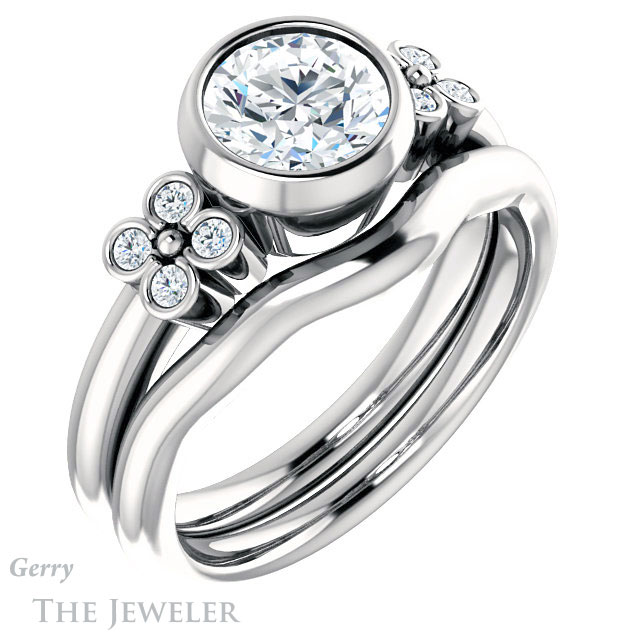 Round Cut Forever One Moissanite Engagement Ring #GTJ1071-round-fo-w 6 Round Cut Forever One Moissanite Engagement Ring #GTJ1071-round-fo-w