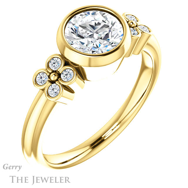 Round Cut Forever One Moissanite Engagement Ring #GTJ1071-round-fo-y 4 Round Cut Forever One Moissanite Engagement Ring #GTJ1071-round-fo-y