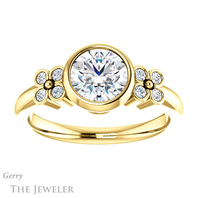 Round Cut Forever One Moissanite Engagement Ring #GTJ1071-round-fo-y 1 Round Cut Forever One Moissanite Engagement Ring #GTJ1071-round-fo-y