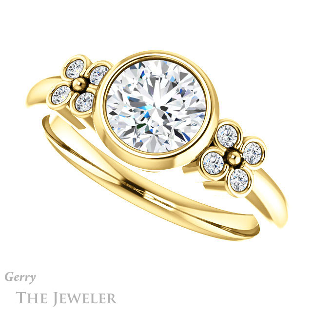 Round Cut Forever One Moissanite Engagement Ring #GTJ1071-round-fo-y 5 Round Cut Forever One Moissanite Engagement Ring #GTJ1071-round-fo-y
