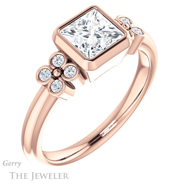 Princess Cut Forever One Moissanite Engagement Ring #GTJ1071-square-fo-r 4 Princess Cut Forever One Moissanite Engagement Ring #GTJ1071-square-fo-r