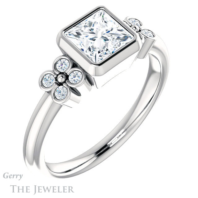 Princess Cut Forever One Moissanite Engagement Ring #GTJ1071-square-fo-w