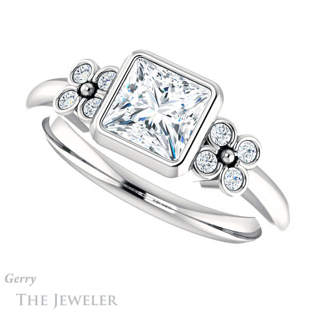 Princess Cut Forever One Moissanite Engagement Ring #GTJ1071-square-fo-w