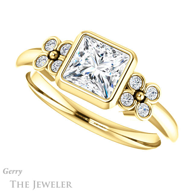Princess Cut Forever One Moissanite Engagement Ring #GTJ1071-square-fo-y