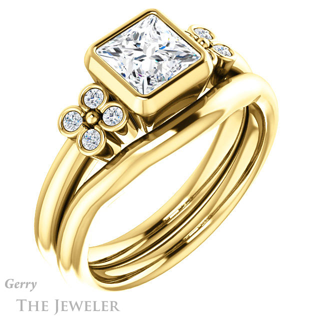 Princess Cut Forever One Moissanite Engagement Ring #GTJ1071-square-fo-y