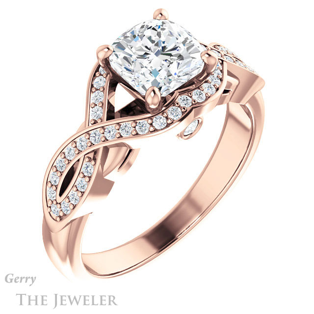 Cushion Cut Forever One Moissanite Engagement Ring #GTJ1072-cushion-fo-r