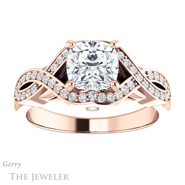 Cushion Cut Forever One Moissanite Engagement Ring #GTJ1072-cushion-fo-r